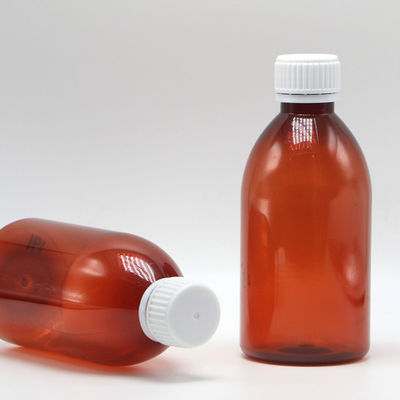 250 ml Ronde Ambre Prescription Pharmacie PET Liquide Médecine Récipient écaillé avec couvercle