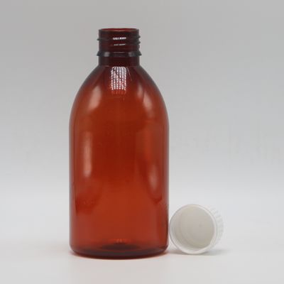 250 ml Ronde Ambre Prescription Pharmacie PET Liquide Médecine Récipient écaillé avec couvercle