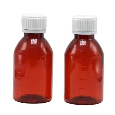 Logo personnalisé Bouteille de sirop pour la toux en PET de qualité pharmaceutique de 100 ml avec bouchon à vis