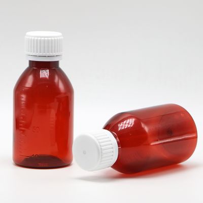 Logo personnalisé Bouteille de sirop pour la toux en PET de qualité pharmaceutique de 100 ml avec bouchon à vis