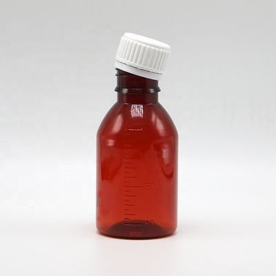 Logo personnalisé Bouteille de sirop pour la toux en PET de qualité pharmaceutique de 100 ml avec bouchon à vis