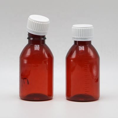 Logo personnalisé Bouteille de sirop pour la toux en PET de qualité pharmaceutique de 100 ml avec bouchon à vis