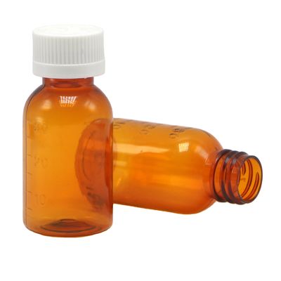 Huile de tabac de qualité supérieure 30 ml PET Ambre Sirop plastique Flasque liquide à vis