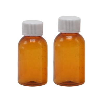 Huile de tabac de qualité supérieure 30 ml PET Ambre Sirop plastique Flasque liquide à vis
