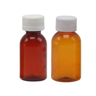 Huile de tabac de qualité supérieure 30 ml PET Ambre Sirop plastique Flasque liquide à vis