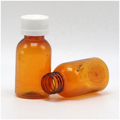 Huile de tabac de qualité supérieure 30 ml PET Ambre Sirop plastique Flasque liquide à vis