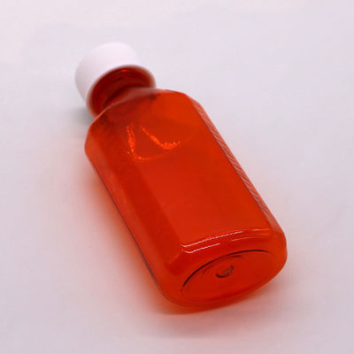 Bouteille de liquide oral pour sirop pour toux de la peau de 100 cc PET Amber/Orange Maple avec capuchon CRC et joint thermique