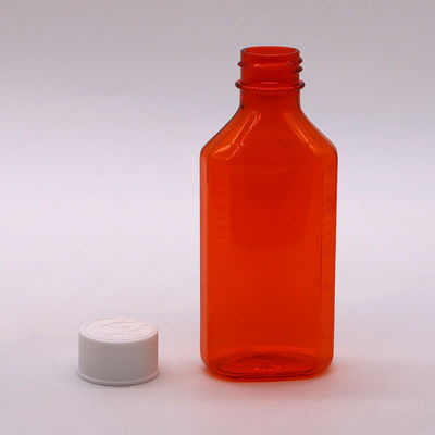 Bouteille de liquide oral pour sirop pour toux de la peau de 100 cc PET Amber/Orange Maple avec capuchon CRC et joint thermique