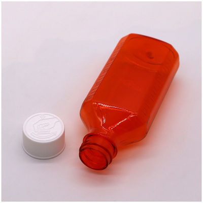 Bouteille de liquide oral pour sirop pour toux de la peau de 100 cc PET Amber/Orange Maple avec capuchon CRC et joint thermique