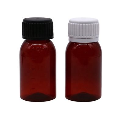 Bouteille de sirop contre la toux en PET 50 ml pour le stockage de liquides oraux lubrifiants à l'huile