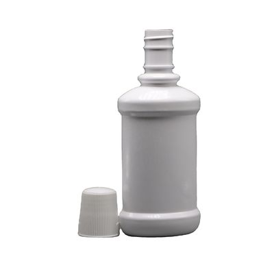 Bouteille de rince-bouche en plastique PET à col long blanc d'une capacité de 250 ml et d'une sérigraphie