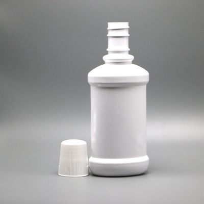 Bouteille de rince-bouche en plastique PET à col long blanc d'une capacité de 250 ml et d'une sérigraphie