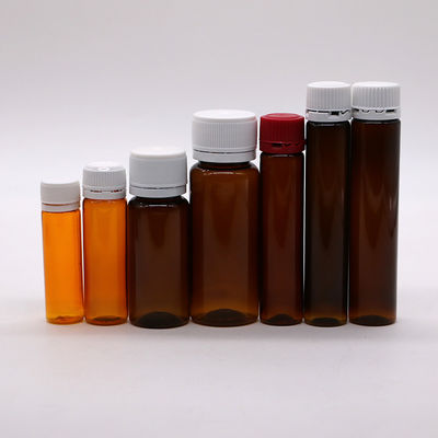 Bouteille de liquide oral de 15 ml PET Ambre Brun avec capuchon anti-altération pour emballage médical