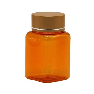 Bouteille de pilule transparente carré en PET de 90 ml avec différents capuchons de la société pharmaceutique chinoise