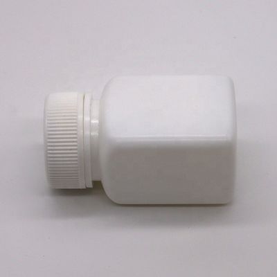 Bouteille en plastique carré stérile en PEHD de petite capacité de 50 cc avec bouchon à vis