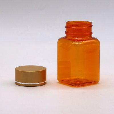 Bouteille de pilule transparente carré en PET de 90 ml avec différents capuchons de la société pharmaceutique chinoise
