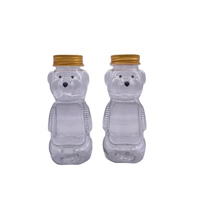 Bouteille de boissons en plastique en forme d'ours de qualité alimentaire de 200 ml avec bouchon à vis en aluminium