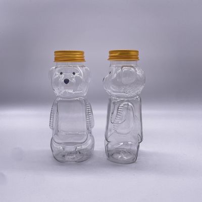 Bouteille de boissons en plastique en forme d'ours de qualité alimentaire de 200 ml avec bouchon à vis en aluminium