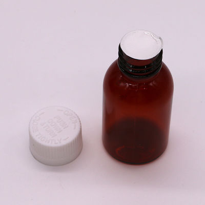 Bouteille liquide de sirop plastique ambrée PET de 30 ml avec capuchon à vis anti-altération