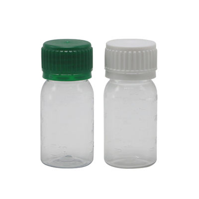 Bouteille de médicament pour liquide oral en PET blanc de 30 ml avec bouchon de sécurité et sérigraphie
