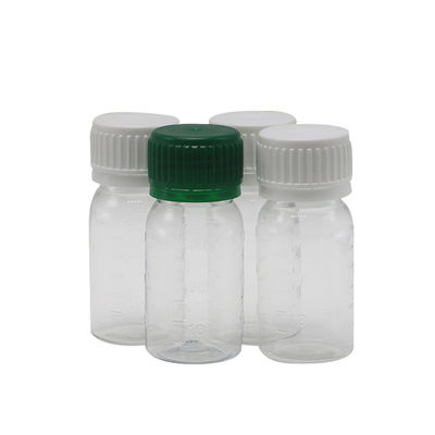 Bouteille de médicament pour liquide oral en PET blanc de 30 ml avec bouchon de sécurité et sérigraphie