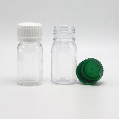 Bouteille de médicament pour liquide oral en PET blanc de 30 ml avec bouchon de sécurité et sérigraphie