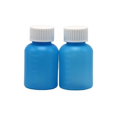 Médecine industrielle Bouteille de sirop en HDPE 60 ml / 2 oz Blanc/Bleu Opaque Anti-ultraviolet