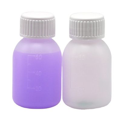Bouteille de sirop PE 60 ml / 2 oz en couleur opaque blanc/bleu pour des options de couleurs personnalisées