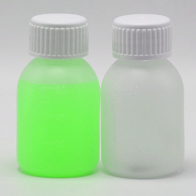 Bouteille de sirop PE 60 ml / 2 oz en couleur opaque blanc/bleu pour des options de couleurs personnalisées