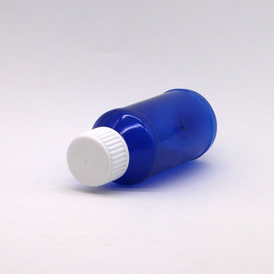 Bouteille de sirop pour la toux PET 100 cc ambre/orange/bleu avec bouchon de sécurité et joint thermique