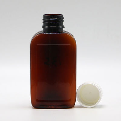 Bouteille de sirop pour la toux d'érable d'ambre/orange PET de 100 cc avec capuchon CRC et joint thermique