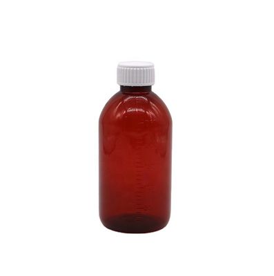 Flacon de médicament liquide en PET ambre de 250 ml avec capuchon à vis et récipient de médicament de pharmacie