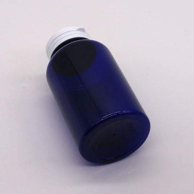 Matériau du collier PET 200cc Bouteille ronde en plastique Contenant de médicament avec bouchon à bague facile à tirer