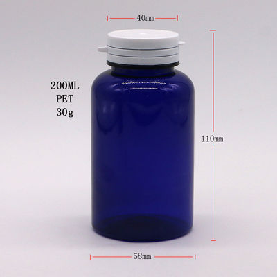 Matériau du collier PET 200cc Bouteille ronde en plastique Contenant de médicament avec bouchon à bague facile à tirer