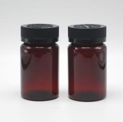 Bouteille en plastique ambrée en PET de 100 ml, comprimé/vitamine/capsule, avec couvercle de sécurité pour enfants et bouchon à vis