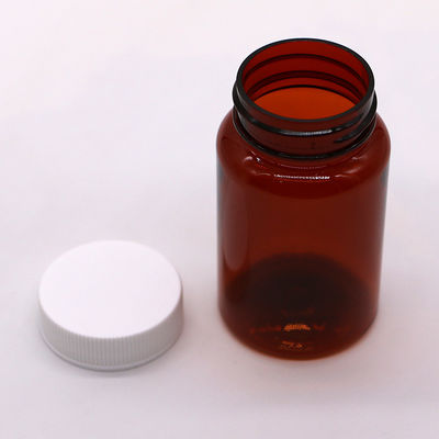 Bouteille en plastique ambrée en PET de 100 ml, comprimé/vitamine/capsule, avec couvercle de sécurité pour enfants et bouchon à vis