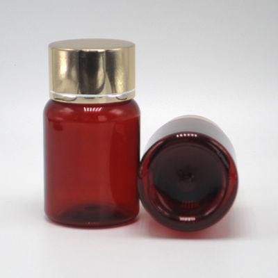 40 ml/1.3 oz Ambre Pilule PET Capsule Bouteille d' huile de poisson avec bouchon à vis en argent d' aluminium