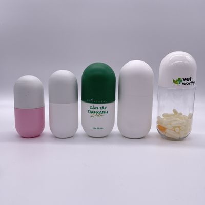 Bouteille en forme de capsule en plastique HDPE de 120 ml/130 ml/180 ml/200 ml/250 ml pour supplément de vitamines