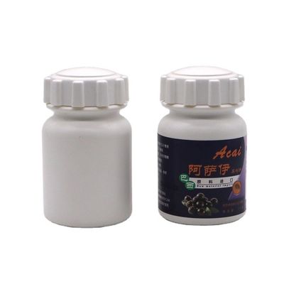 Tablette solide de médicament Capsule de stockage Bouteille en plastique PE de 175 ml avec couvercle à engrenages