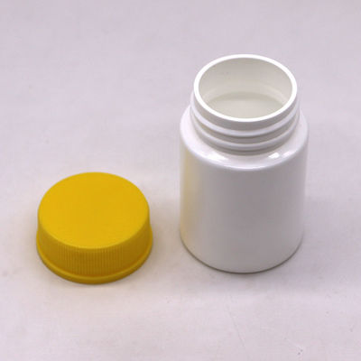 Bouteille en HDPE de 80 ml, bouche large, contenant des capsules vides avec bouchon à vis et bouchon de sécurité pour enfants