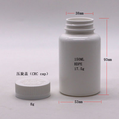 Autres médicaments Bouteille en plastique vide en HDPE de 150 ml avec bouchon à vis et bouchon étanche aux enfants