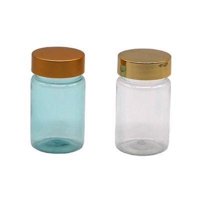 Soins de santé 70ml PET plastique capsule bouteille de pilule avec plaque d'or argent