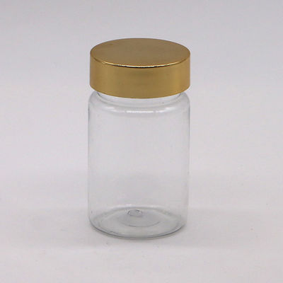 Soins de santé 70ml PET plastique capsule bouteille de pilule avec plaque d'or argent