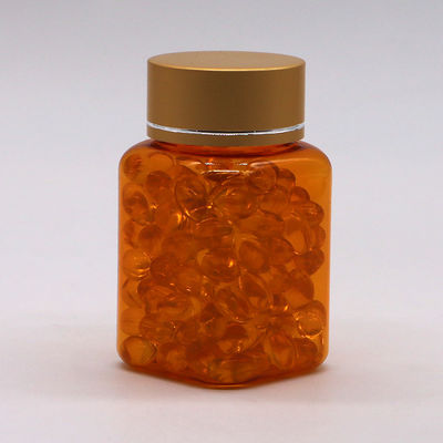 90 ml / 3OZ PET Carré Bouteille de pilule jaune/orange avec bouchon or rose et joint thermique