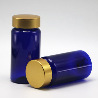100 ml de PET de couleur personnalisée, stérile, rechargeable, bouteille de plastique pour pilule, comprimé, capsule, revêtement en or