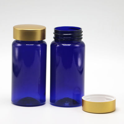 100 ml de PET de couleur personnalisée, stérile, rechargeable, bouteille de plastique pour pilule, comprimé, capsule, revêtement en or