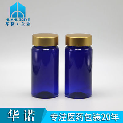 100 ml de PET de couleur personnalisée, stérile, rechargeable, bouteille de plastique pour pilule, comprimé, capsule, revêtement en or