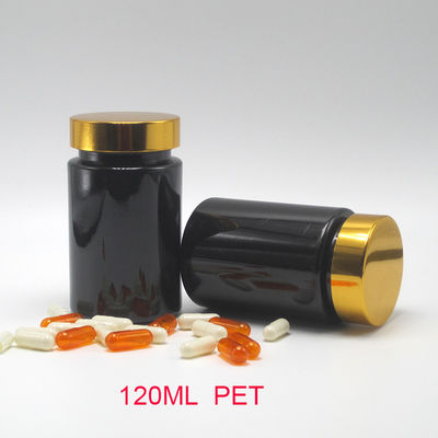 Matériau de base PET 120 ml Bouteille en plastique noir pour supplément de pilule