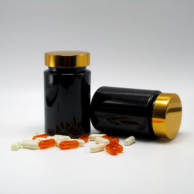 Matériau de base PET 120 ml Bouteille en plastique noir pour supplément de pilule