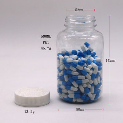 Contenant de médicaments en PET en plastique de 500 ml avec sérigraphie et capuchon étanche aux enfants